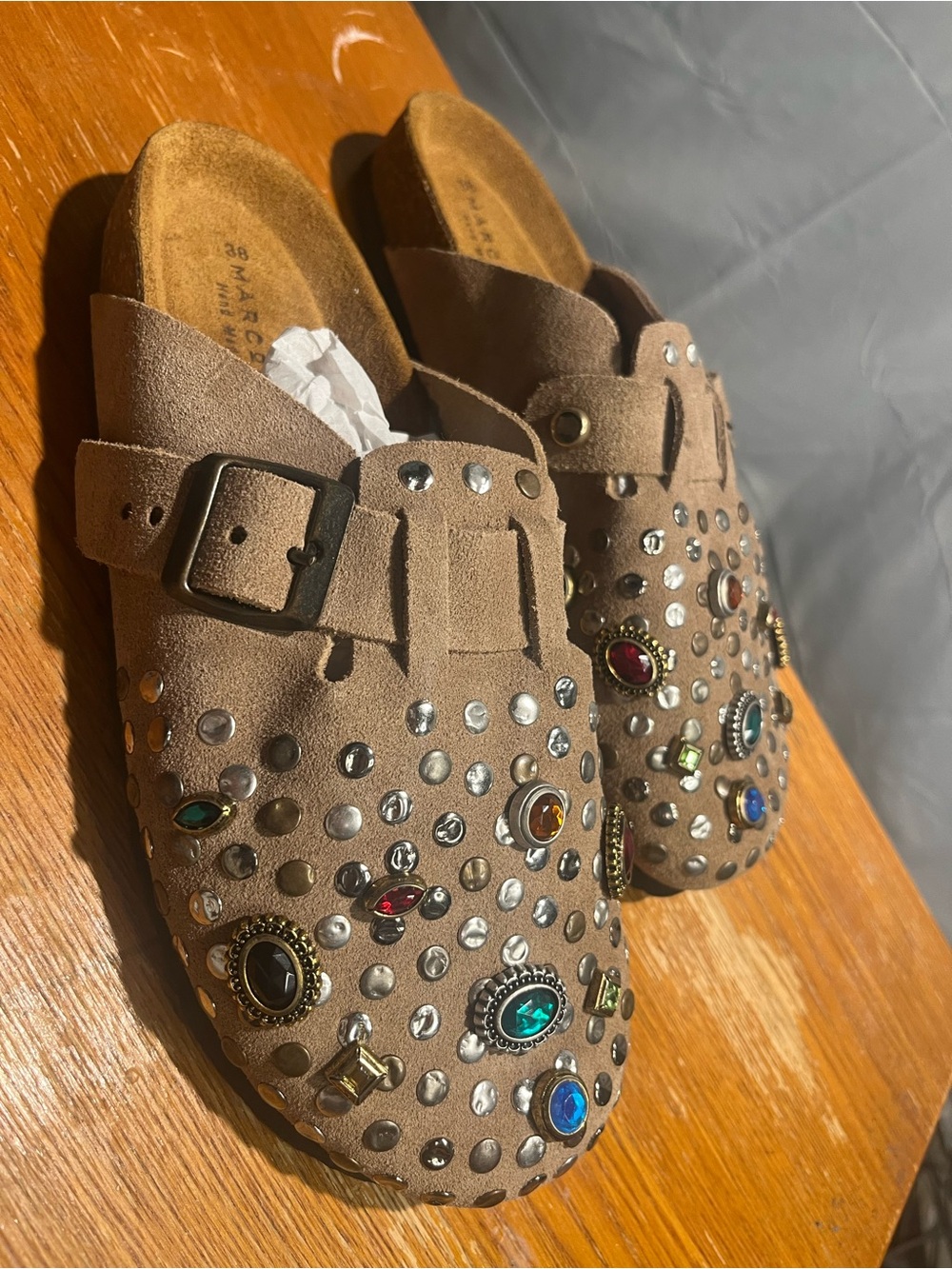 Marco Delli Italian High-end Western & extensively detailed Suede Clogs SZ 38 - Picture 4 of 10